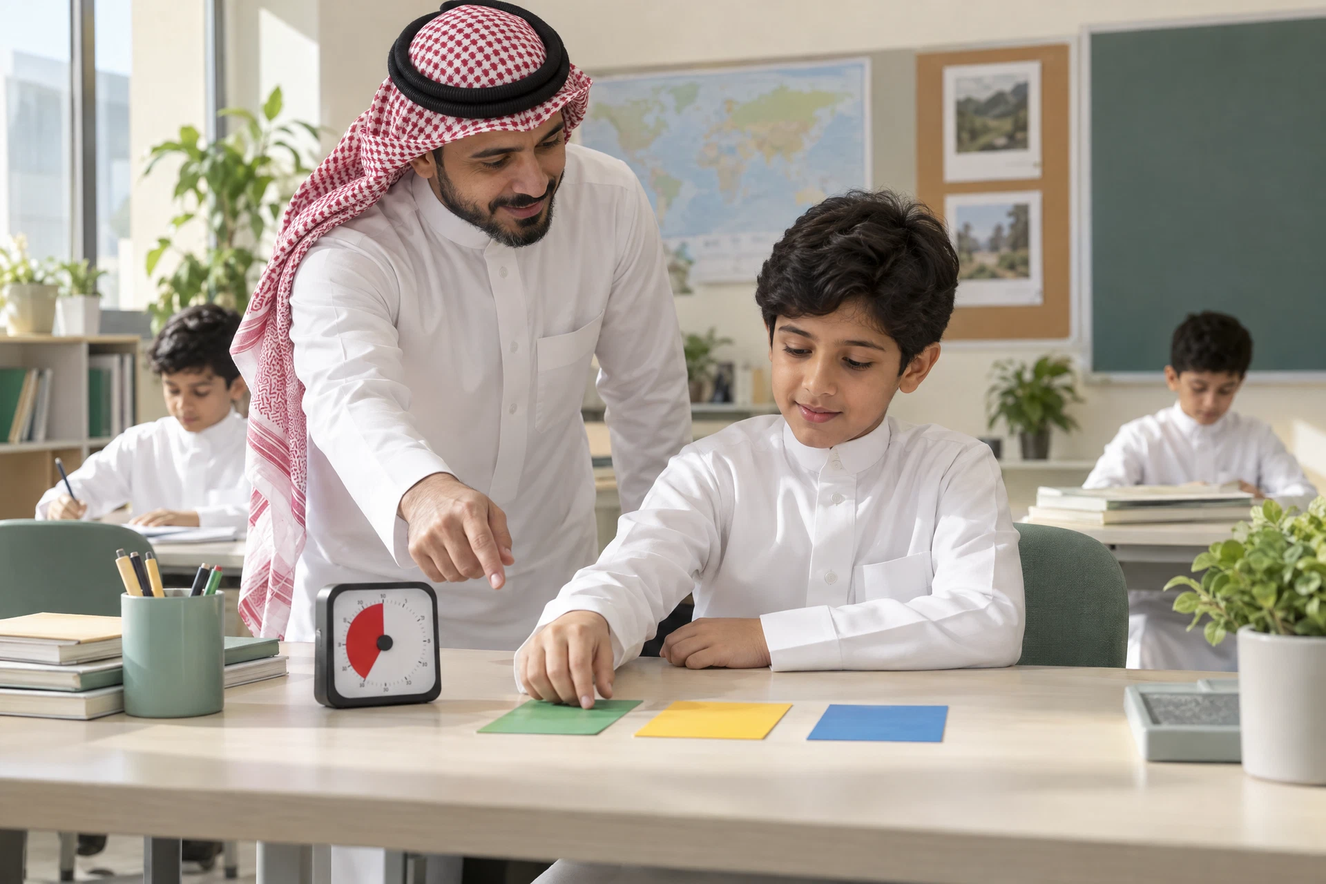 بيئة تعليمية سعودية مع تكييف يناسب اضطراب فرط الحركة وتشتت الانتباه