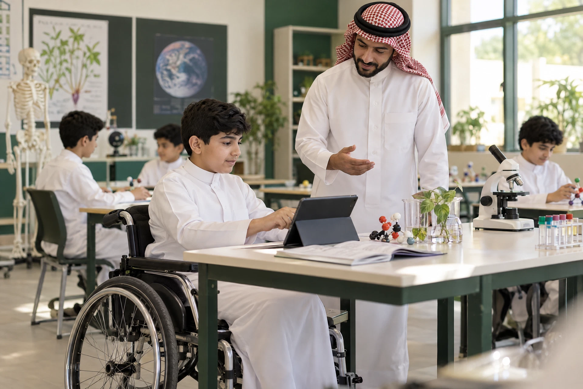 بيئة تعليمية سعودية مع تكييف يناسب الإعاقة الحركية