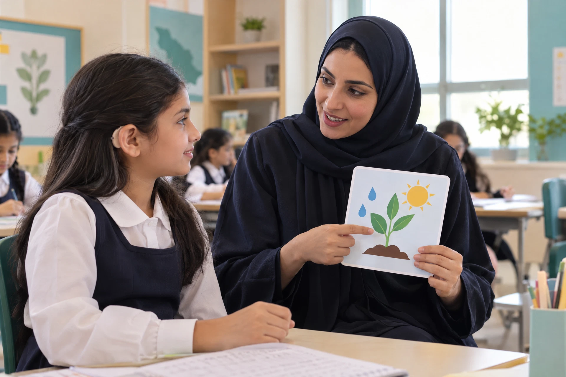 بيئة تعليمية سعودية مع تكييف يناسب الإعاقة السمعية